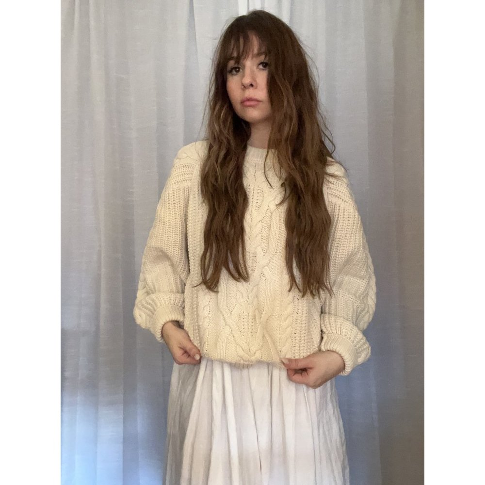 CLOSET CLEAROUT NWOT FREE PEOPLE Frankie Cable Sweater / Ivory